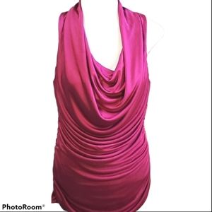 EXPRESS Magenta Dressy Ruched Blouse Size M